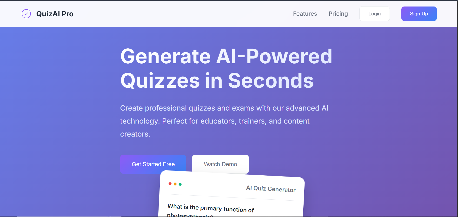 QuizAI generator screenshot